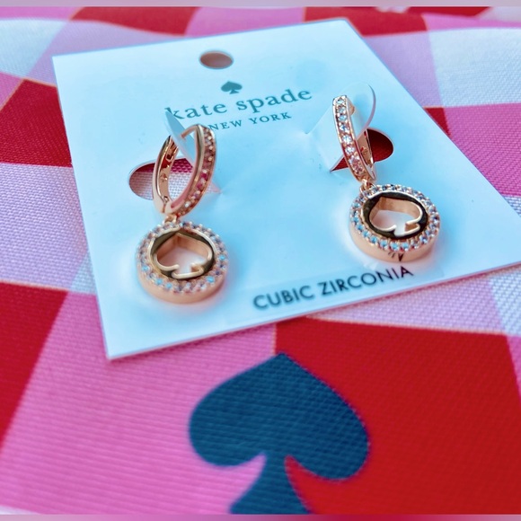 NWT! ♠️ kate spade pave drop earrings. Gold rose. Brand new with tags. - Picture 2 of 11